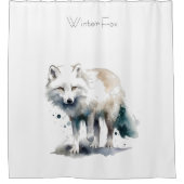 Arctic Beauty: Winter Fox op maat Douchegordijn (Voorkant)