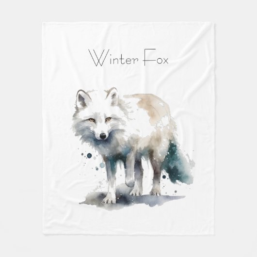 Arctic Beauty: Winter Fox op maat Fleece Deken (Voorkant)
