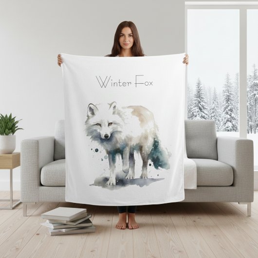 Arctic Beauty: Winter Fox op maat Fleece Deken