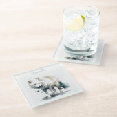 Arctic Beauty: Winter Fox op maat Glazen Onderzetter (Schuin)