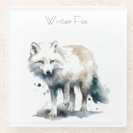 Arctic Beauty: Winter Fox op maat Glazen Onderzetter