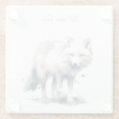 Arctic Beauty: Winter Fox op maat Glazen Onderzetter (Achterkant)