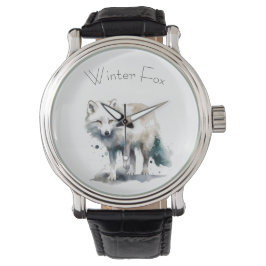 Arctic Beauty: Winter Fox op maat Horloge