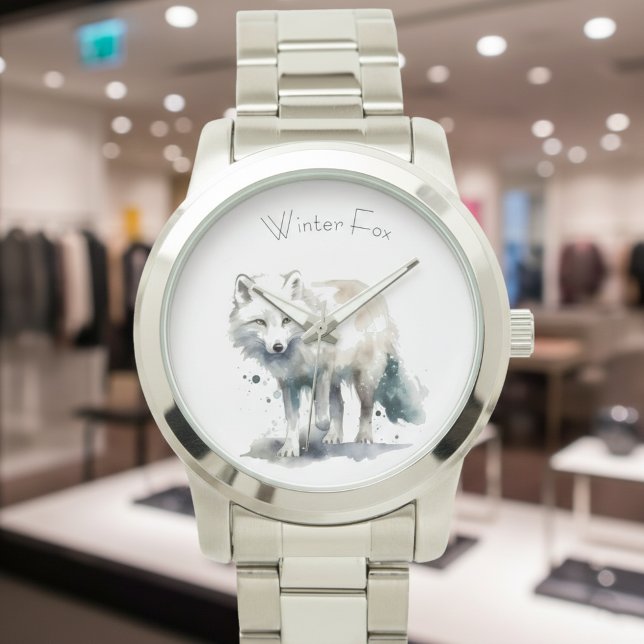 Arctic Beauty: Winter Fox op maat Horloge (Creator heeft geüpload)