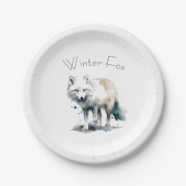 Arctic Beauty: Winter Fox op maat Papieren Bordje