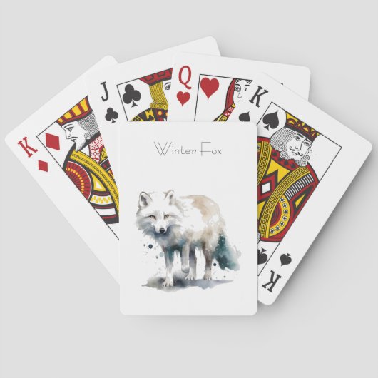 Arctic Beauty: Winter Fox op maat Pokerkaarten (Achterkant)