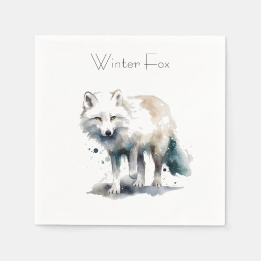 Arctic Beauty: Winter Fox op maat Servet (Voorkant)