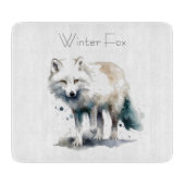 Arctic Beauty: Winter Fox op maat Snijplank (Voorkant)