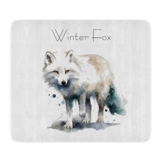 Arctic Beauty: Winter Fox op maat Snijplank (Voorkant)