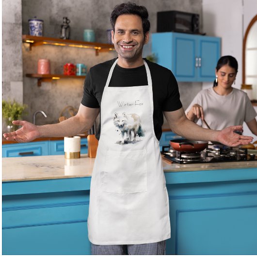 Arctic Beauty: Winter Fox op maat Standaard Schort