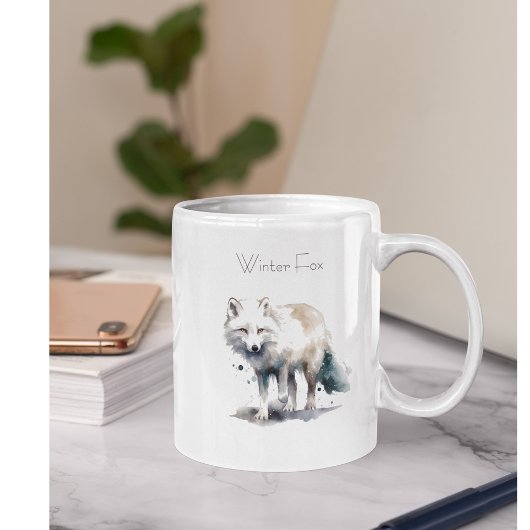 Arctic Beauty: Winter Fox op maat Tweekleurige Koffiemok