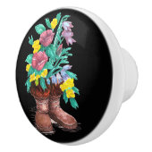 Arctic Bell Heather Rozen Wildflower Mukluk Boot Keramische Knop (Rechts)