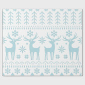 Arctic Blue Folk Art Winter Theme Cadeaupapier (Vlak)