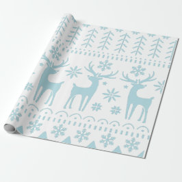Arctic Blue Folk Art Winter Theme Cadeaupapier