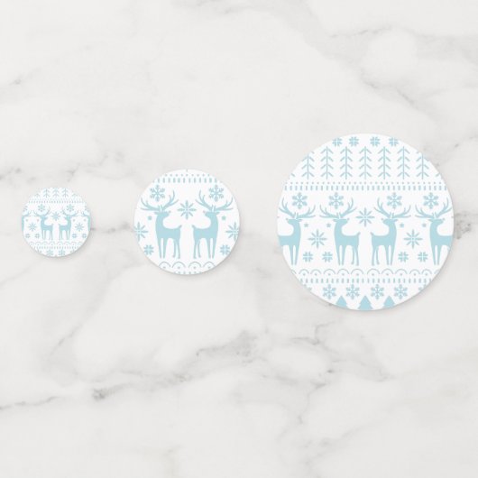 Arctic Blue Folk Art Winter Theme Confetti (Achterkanten)