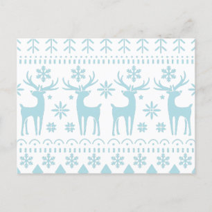 Arctic Blue Folk Art Winter Theme Feestdagenkaart