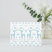 Arctic Blue Folk Art Winter Theme Feestdagenkaart (Staand voorkant)