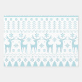 Arctic Blue Folk Art Winter Theme Inpakpapier Vel (Voorkant 3)