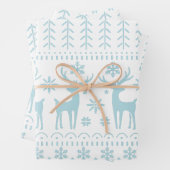 Arctic Blue Folk Art Winter Theme Inpakpapier Vel (In situ)