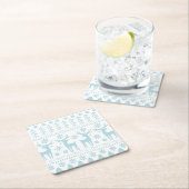 Arctic Blue Folk Art Winter Theme Kartonnen Onderzetters (Insitu)