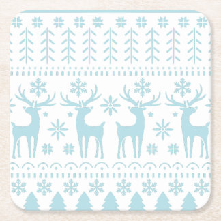 Arctic Blue Folk Art Winter Theme Kartonnen Onderzetters