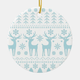 Arctic Blue Folk Art Winter Theme Keramisch Ornament