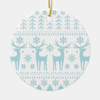 Arctic Blue Folk Art Winter Theme Keramisch Ornament