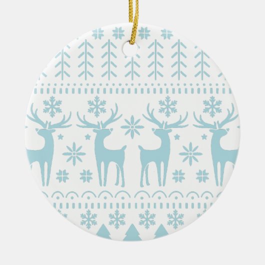 Arctic Blue Folk Art Winter Theme Keramisch Ornament (Voorkant)