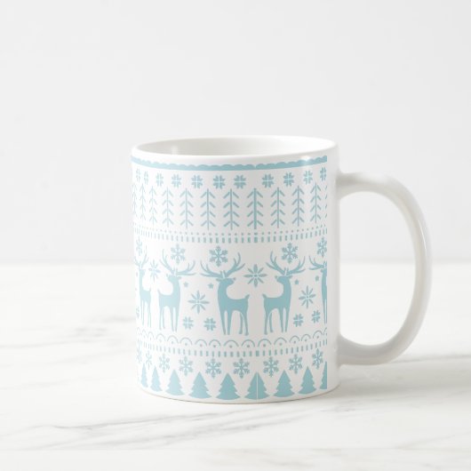 Arctic Blue Folk Art Winter Theme Koffiemok (Rechts)