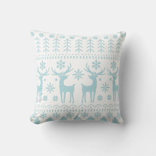 Arctic Blue Folk Art Winter Theme Kussen