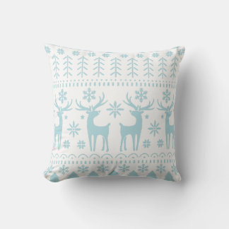 Arctic Blue Folk Art Winter Theme Kussen