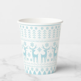 Arctic Blue Folk Art Winter Theme Papieren Bekers