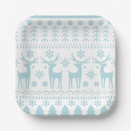 Arctic Blue Folk Art Winter Theme Papieren Bordje