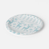 Arctic Blue Folk Art Winter Theme Papieren Bordje (Gekanteld)
