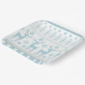 Arctic Blue Folk Art Winter Theme Papieren Bordje (Gebogen)