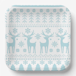 Arctic Blue Folk Art Winter Theme Papieren Bordje