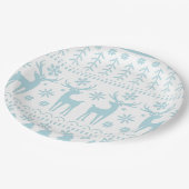 Arctic Blue Folk Art Winter Theme Papieren Bordje (Gekanteld)