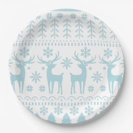 Arctic Blue Folk Art Winter Theme Papieren Bordje