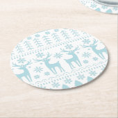 Arctic Blue Folk Art Winter Theme Ronde Kartonnen Onderzetter (Gebogen)