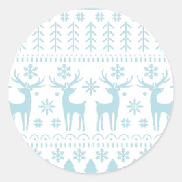 Arctic Blue Folk Art Winter Theme Ronde Sticker
