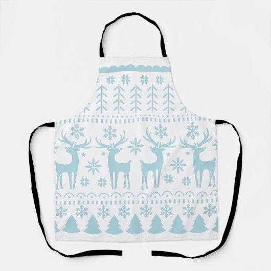 Arctic Blue Folk Art Winter Theme Schort (Voorkant)