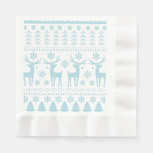 Arctic Blue Folk Art Winter Theme Servet