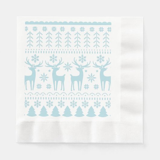 Arctic Blue Folk Art Winter Theme Servet (Voorkant)