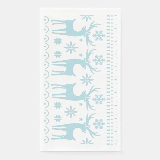 Arctic Blue Folk Art Winter Theme Servet (Voorkant)