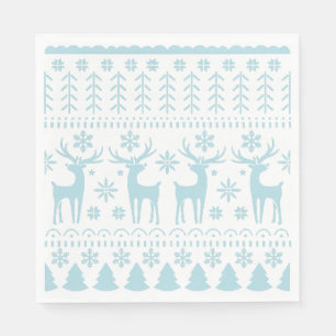 Arctic Blue Folk Art Winter Theme Servet