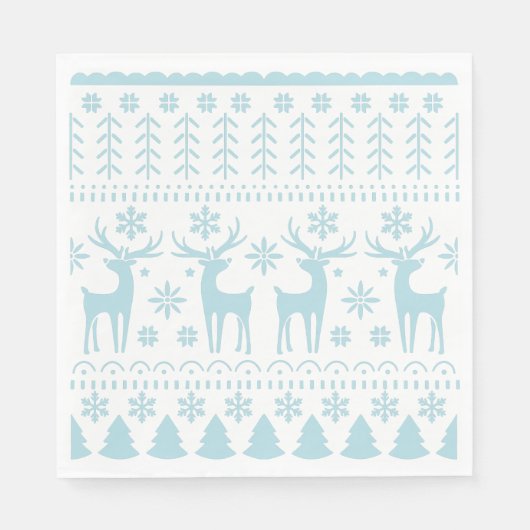 Arctic Blue Folk Art Winter Theme Servet (Voorkant)