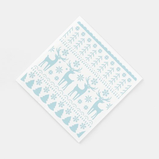 Arctic Blue Folk Art Winter Theme Servet (Hoek)