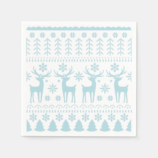 Arctic Blue Folk Art Winter Theme Servet (Voorkant)