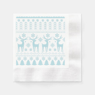 Arctic Blue Folk Art Winter Theme Servet