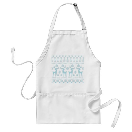 Arctic Blue Folk Art Winter Theme Standaard Schort (Voorkant)